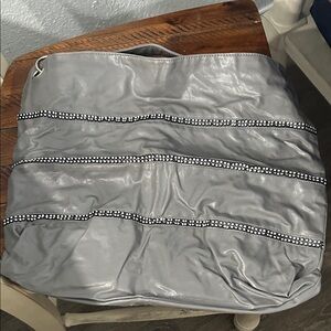 Gray Tote Bag with Rhinestone Accents